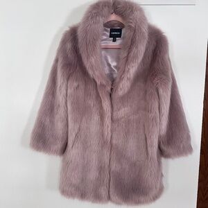 Express Pink Rose Faux Fur Jacket - XS Petite